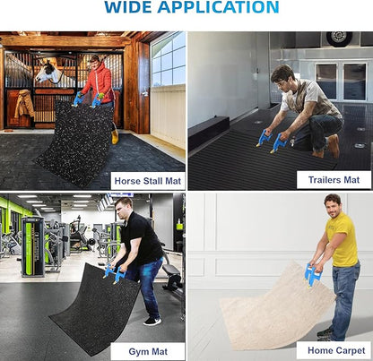 Heavy Duty Stall Mat Grippers - Pair of 2 Mat Movers Tool for Horse Stalls, Gym, Barn, and Trailer, Makes Moving Rubber Mats Easier, Saves Your Back and Hands