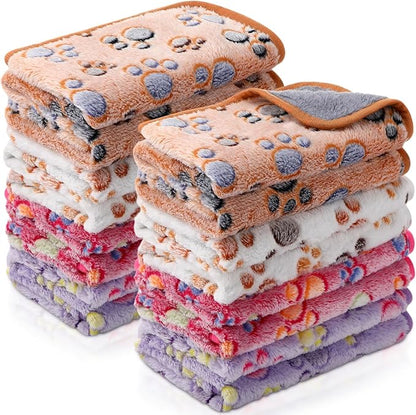 Tudomro 8 Pcs Guinea Pig Blankets Washable Small Pet Fleece Bedding Cage Liners Double Sided Pet Reusable Sleep Mat Pad Cover for Ferret Chinchilla Furniture Protection(Paw,35 x 24 Inch)