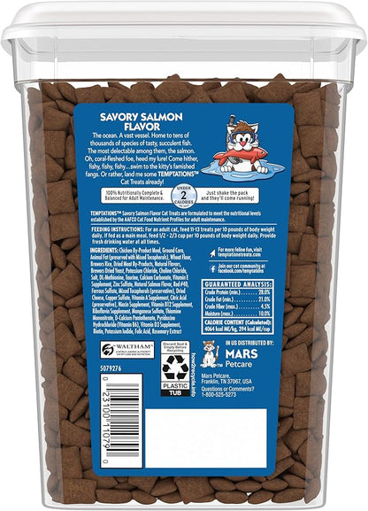 Temptations Cat Treats Classic Crunchy and Soft Cat Treats, Savory Salmon Flavor, 16 oz. Tub