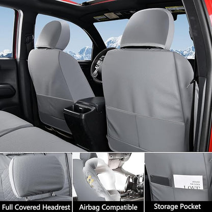 Truckiipa Full Set Leather Seat Covers Fit for Toyota Tacoma Full Coverage Waterproof Seat Covers Cushion Protector Fit for 2016-2023 Toyota Tacoma Double Crew Cab, Full Set, Gray