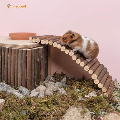 Niteangel Wooden Ladder Bridge, Hamster Mouse Rat Rodents Toy, Small Animal Chew Toy (11.8" x 4.7")