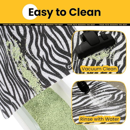 Conlun Cat Litter Mat Litter Trapping Mat, Premium Durable PVC Cute Cat Litter Box Mat, Non-Slip, Less Waste Kitty Litter Mat, Soft on Kitty’s Paws, 24”x 17” cat matts for litter, Zebra Stripe