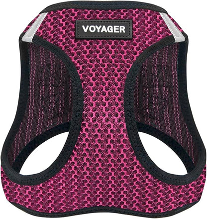 Best Pet Supplies - All Weather Mesh/Plush, Reflective, No Pull Harness for Small, Medium Dogs, Cats - Secure with Hook & Loop Fastener, Buckle, Double D-Rings - Fuchsia (2-Tone), XL