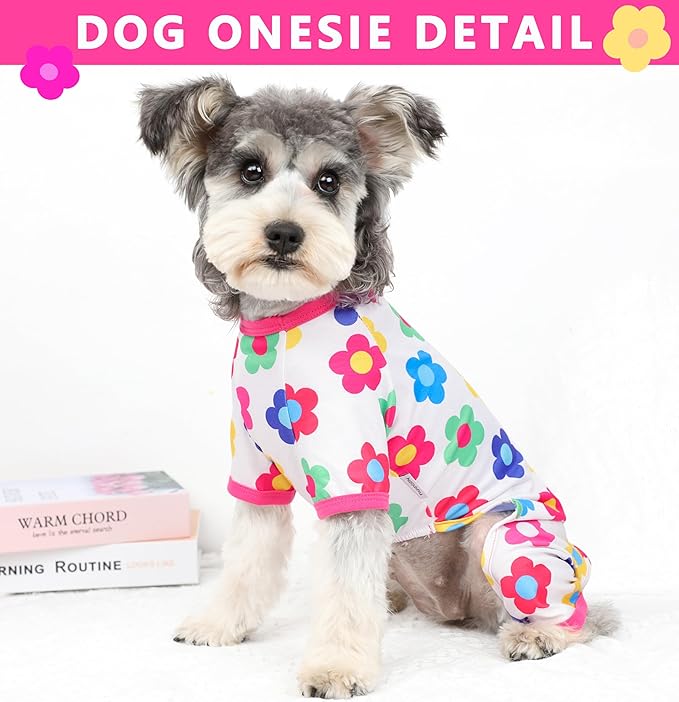 Dog Pajamas Spring Summer Dog Clothes for Small Medium Dogs Girl Boy Cute Soft Puppy Pjs Clothes Doggie Onesies Cat Pet Jammies Outfit (Rose,L)