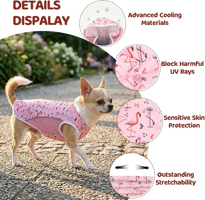 UPF 50+ Sun Protection Dog T-Shirt, 2 Pack Lightweight Sleeveless Dog Vest for Small Medium Dogs Girl – Reflective Strips, Quick-Dry Pet Apparel, Sports Fan Shirt P23ST00511L
