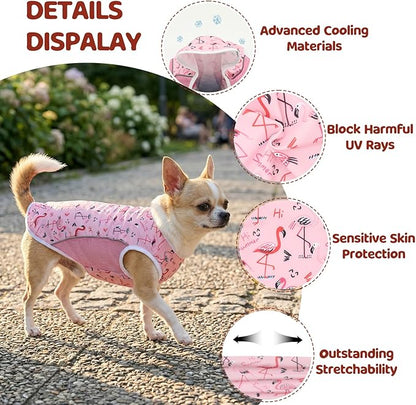UPF 50+ Sun Protection Dog T-Shirt, 2 Pack Lightweight Sleeveless Dog Vest for Small Medium Dogs Girl – Reflective Strips, Quick-Dry Pet Apparel, Sports Fan Shirt P23ST00511XL