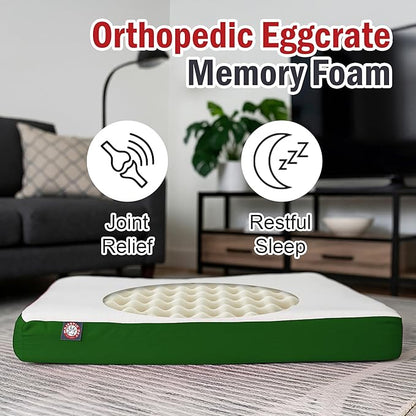 Majestic Pet 48x34x3 Inch Green Orthopedic Memory Foam Rectangle Dog Bed – Large Size Crate Dog Bed for Dogs with Joint Pain, Arthritis – Durable Pet Mattress with Egg Crate Foam, Washable Cover