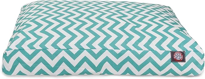 Majestic Pet Chevron Rectangle Dog Bed Washable – Non Slip Comfy Pet Bed – Crate Bed with Removable Washable Cover – Kennel Bed for Sleeping, Polyester Fiber, Large, Teal