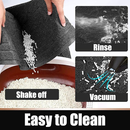 Yimobra Cat Litter Mat, 47"x36" Litter Box Mat with Litter Lock Mesh, Soft Cat Litter Mat Litter Trapping Mat, Easy to Clean, Non-Slip, Water Resistant, Litter Free Floors, Black