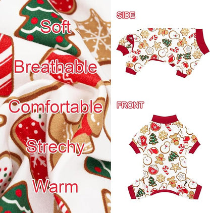 XPUDAC 4 Pack Christmas Dog Pajamas Comfy Dog Clothes for Small Medium Dogs Girl Boy Holiday Pet Outfit Puppy Onesie Cat Pjs Jammies, XS