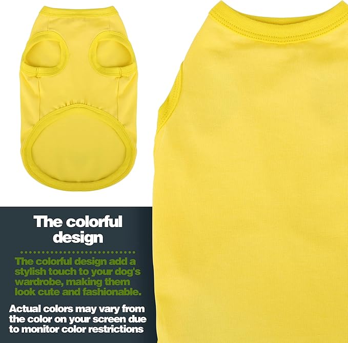 Elevate Your Dog's Fashion Quotient with Colorful and Breathable Sleeveless Cotton Shirts! Perfect Pet Apparel for Small to Medium Dogs Yellow XXS