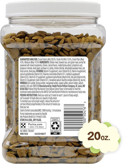 Friskies Purina Made in USA Facilities, Natural Cat Treats, Party Mix Natural YUMS Catnip Flavor - 20 Ounce (Pack of 2)