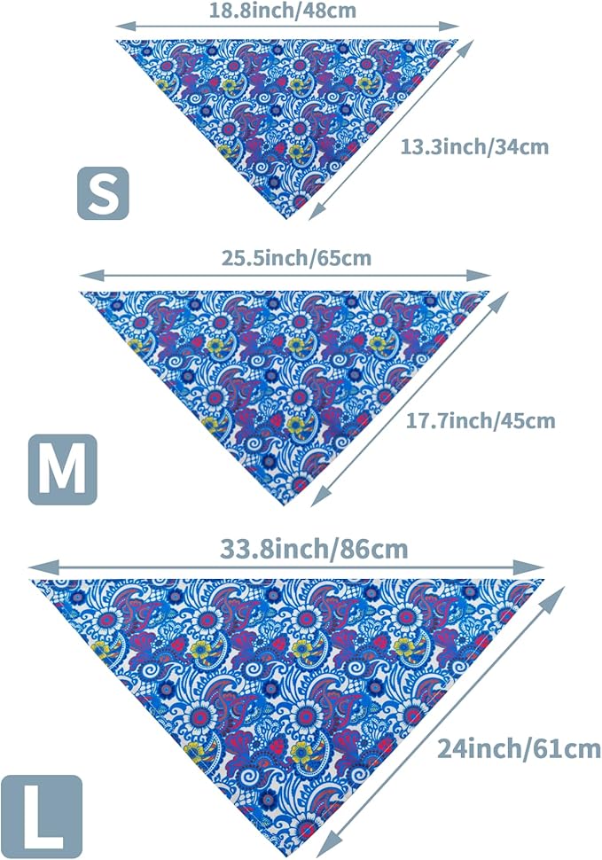7 PCS Paisley Dog Bandanas for Large Dogs Breed 33 Inch Sewing Hemming Dog Bandana XL Drool Bibs Party Grooming L
