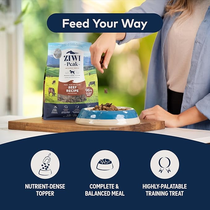 ZIWI Peak Air-Dried Dog Food – Beef - All Natural, High Protein, Grain Free, Limited Ingredient w/Superfoods (3.5oz) (Pack of 2)