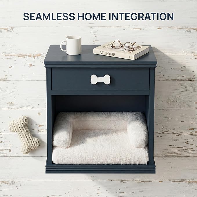 Cat Litter Box Enclosure, Pet Storage Cabinet with LED Light, End Table with Integrated Pet House, Bed Side Tables Bedroom Cat, Cat Bed Side Cabinet with Drawer