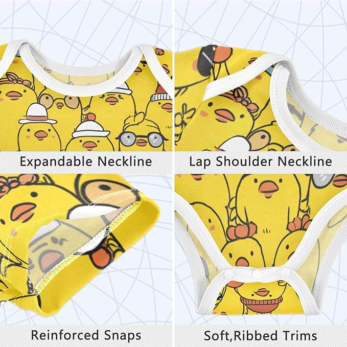 Bright Emotions Raccoons Baby Short Sleeve Bodysuits Romper Unisex Infant Outfit Wrapping Clothes for Boy Girl kids 3M