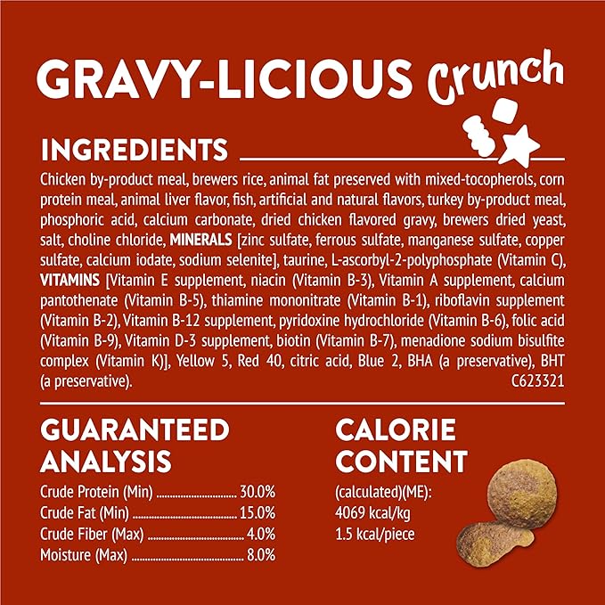 Purina Friskies Cat Treats, Party Mix Gravy-licious Crunch Chicken and Gravy Flavors - (Pack of 6) 6 oz. Pouches