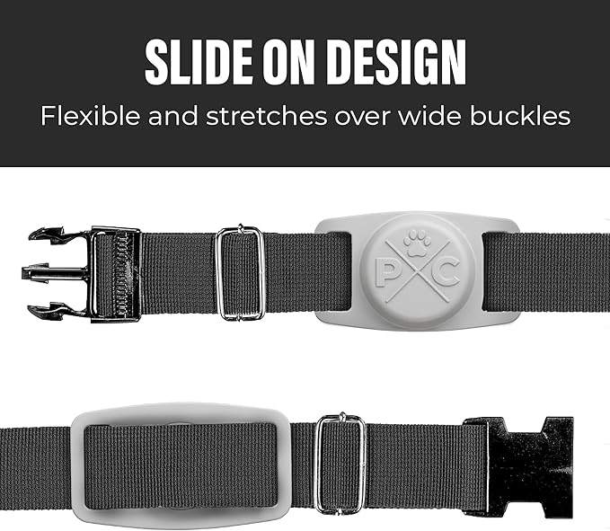 Pup Culture Compatible with AirTag Dog Collar Holder | Durable Protective Case to Help Track Your Pup | for Dog & Cat Collars - Grey 2 Pack
