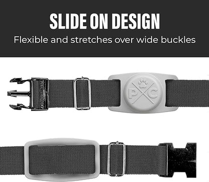 Pup Culture Compatible with AirTag Dog Collar Holder | Durable Protective Case to Help Track Your Pup | for Dog & Cat Collars - Grey 2 Pack