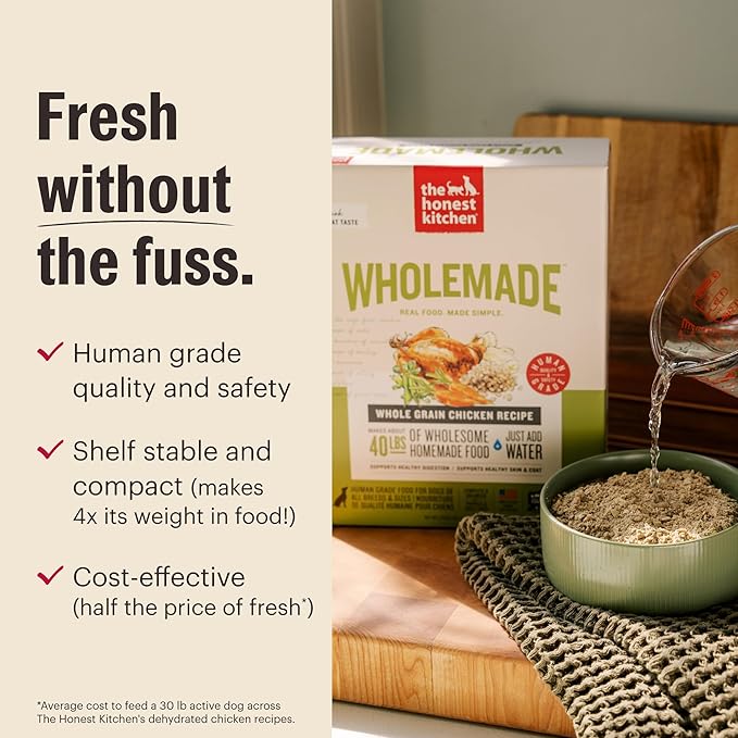The Honest Kitchen Human Grade Wholemade™ Dehydrated Grain Free Chicken Dog Food - Complete & Balanced Meal or Topper - 2 lb Bag