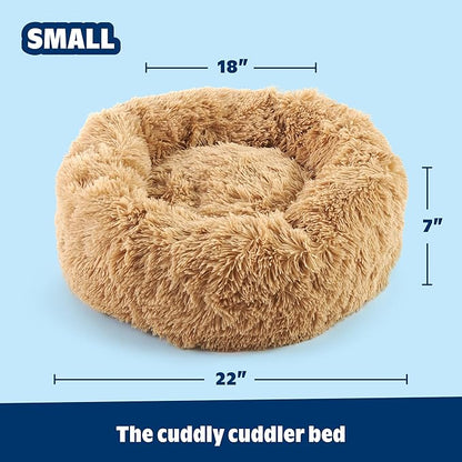 Barkbox Dog Bed, 2-in-1 Memory Foam Donut Cuddler Dog and Cat Bed, Calming Orthopedic Joint Relief Fur Crate Lounger for Pets, Machine Washable + Removable Cover, Waterproof Lining, Includes Toy