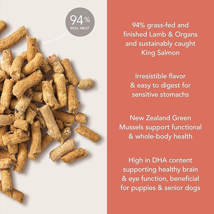 K9 Natural Lamb & King Salmon Freeze Dried Dog Food, High-Meat Natural Complete Meal or Meal Toppers for Dogs, Grass-Fed Lamb & King Salmon from New Zealand, Grain-Free, GMO-Free, 4lb