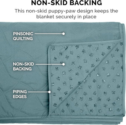 Furhaven Waterproof & Non-Slip Queen Size Mattress Cover Protector for Dogs & Cats, Washable, For Beds, Couches, & Car Seats - Quilted Twill Blanket Mattress Cover - Nile Blue, Large/Queen Size