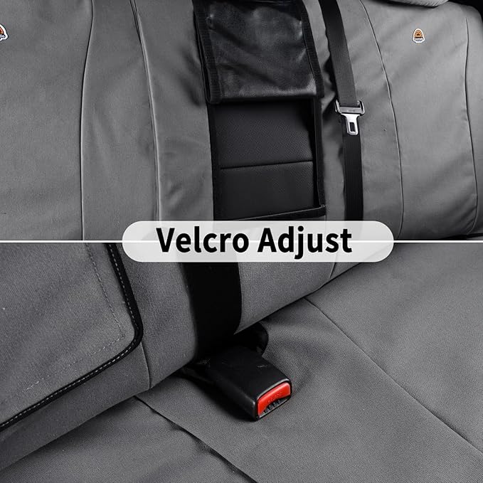 Coverado Rear Car Seat Covers, Waterproof Canvas Seat Protector for Car Seat Cushions for Kids & Dogs, Seat Covers Compatible with 2015-2026 Ford F150&2017-2026 Ford F250 F350 F450(Gray, 2PCS)