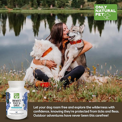 Only Natural Pet Brewer's Yeast & Garlic Chewables - All-Natural Flea & Tick Prevention for Dogs - Fortified with B Vitamins - Promotes Healthy Skin & Coat - 300 Count Tablet