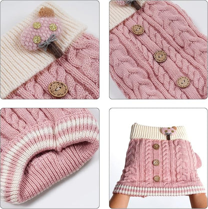 Topbuti Dog Sweater Turtleneck Knitwear Doggie Pullover Sweater Doggy Winter Coat Warm Pet Clothes Puppy Holiday Clothing Buttons Knitted Outfits for Small Cats Dogs Cold Weather (X-Large)