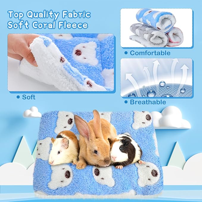 Jetec 3 Pcs Bunny Guinea Pig Beds Soft Bunny Mats Warm Guinea Pig Mat Small Animal Winter Bed Pads Fleece Sleeping Pads for Indoor Rabbit Hamster Squirrel Hedgehog Chinchilla Ferret(Bear)