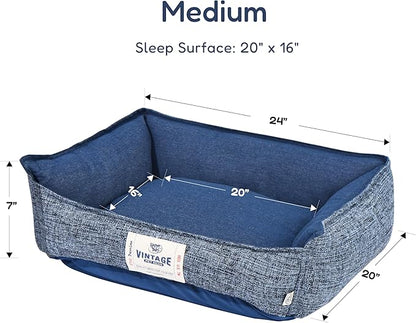 FluffyDream Small Dog Bed, Super Soft Pet Bed Furniture, Suitable for Dogs Up to 30lbs, 24'' x 20'', Dark Blue