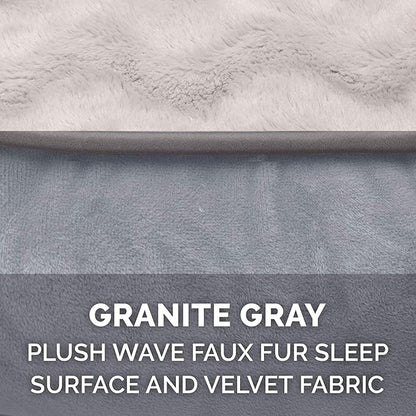 Furhaven Orthopedic Dog Bed for Large Dogs w/ Removable Bolsters & Washable Cover, For Dogs Up to 125 lbs - Plush & Velvet Waves Perfect Comfort Sofa - Granite Gray, Jumbo Plus/XXL