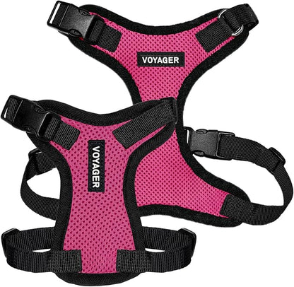 Voyager Step-in Pet Harness - All Weather Mesh, Adjustable Step in Harness for Cats and Dogs by Best Pet Supplies - Fuchsia/Black Trim, L