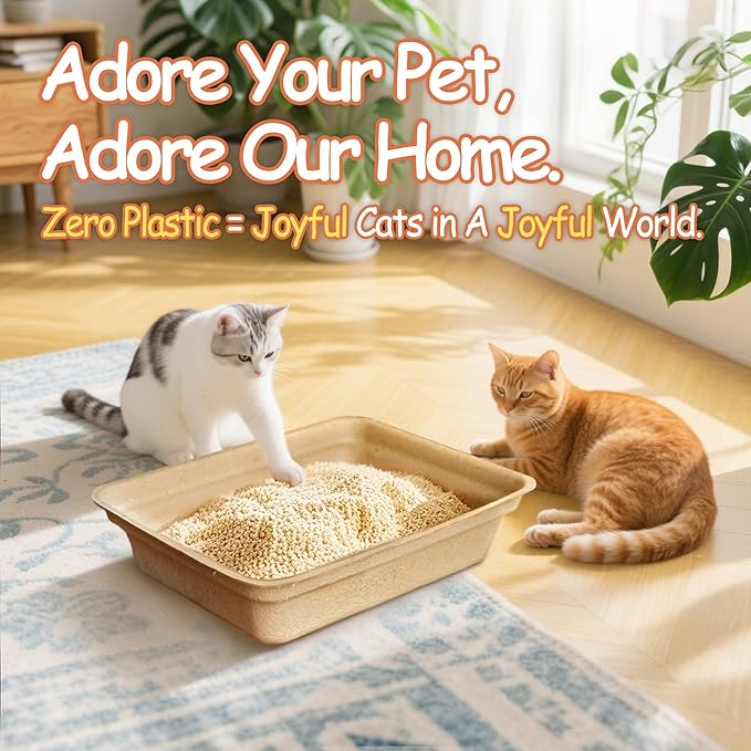 Disposable Litter Boxes for Cats Leak-Proof: 6-Pack Odor Control Sustainable Large Kitty Tray for Travel/Indoor Use