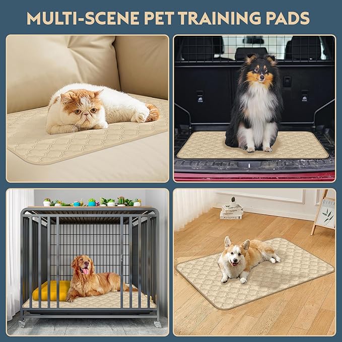 FunFurry Washable Pee Pads for Dogs - 2 Pack Reusable Pee Pads，Waterproof Puppy Pads，Pet Training Pads，Super Absorbent with Dog Paw Shape Non-Slip Backing (Cream, 18" X 24" - 2 Pack)