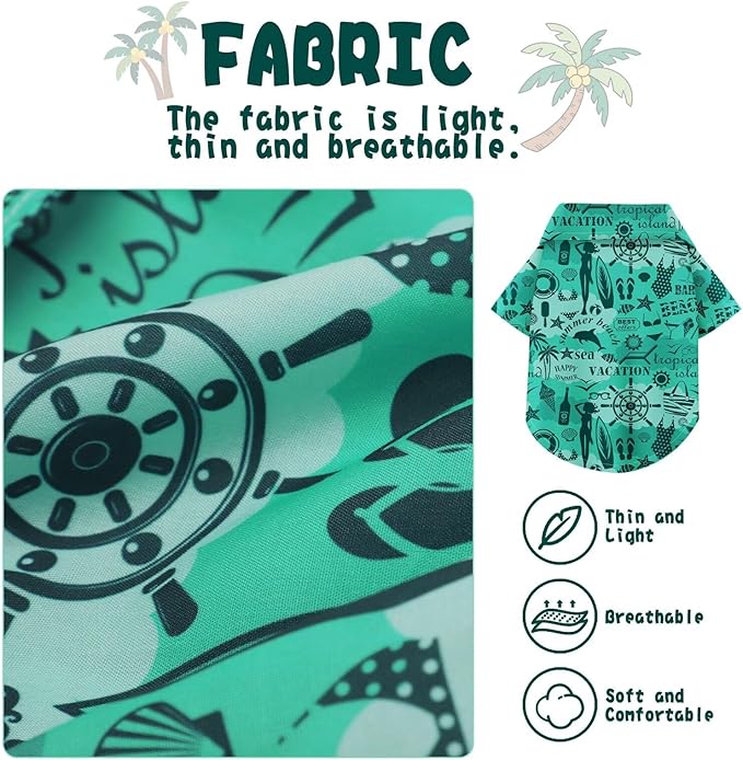 Hawaiian Dog Shirt – Lightweight and Breathable Summer T-Shirt with Tropical Prints, Fun Beach Outfit for Small, Medium, and Large Dogs, Perfect for Hot Days and Outdoor Vacation.Beach M