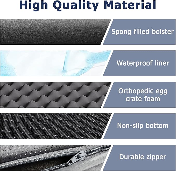 WESTERN HOME Dog Beds Large Sized Dog, Orthopedic Large Pet Bed with Waterproof Lining, Removable Washable Cover and Anti-Slip Bottom Pet Couch, Large Sofa Bed - 36in, Grey