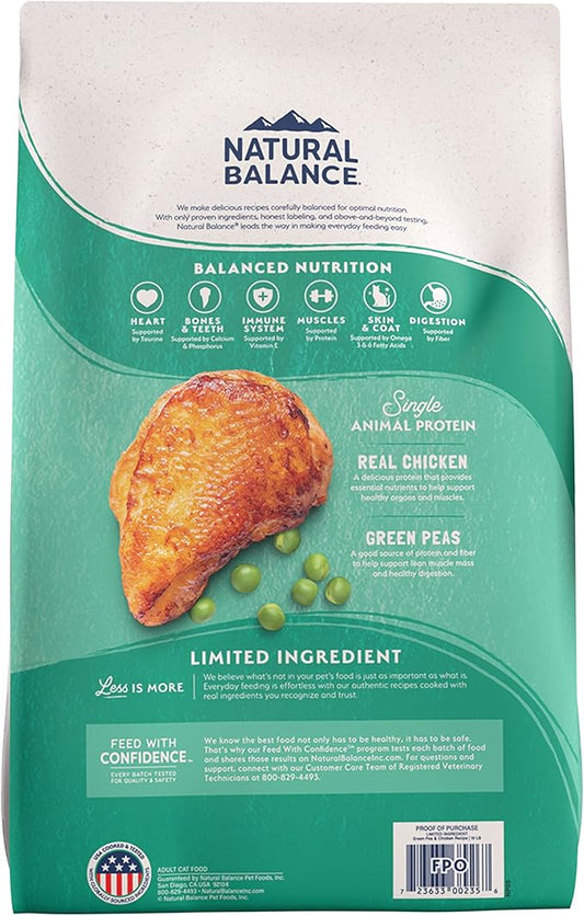 Natural Balance Limited Ingredient Adult Grain-Free Dry Cat Food, Chicken & Green Pea Recipe, 4 Pound (Pack of 1)