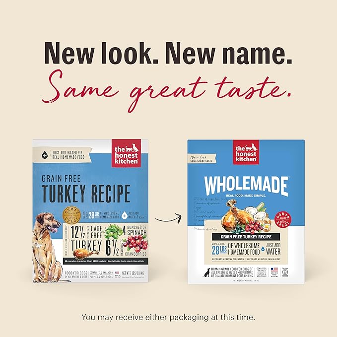 The Honest Kitchen Human Grade Wholemade™ Dehydrated Dog Food, Grain Free Turkey, 10 lb (makes 40lbs)
