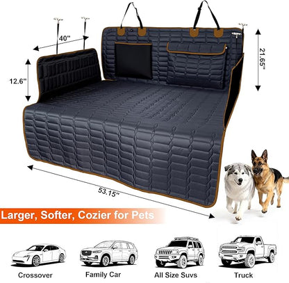 Reliadura SUV Cargo Liner for Dogs, Waterproof Pet Cargo Cover Dog Seat Cover for SUVs Sedans Vans with Bumper Flap Protector, Scrachproof Non-Slip Large Size Dog Seat Mat Universal Fit (Brown)