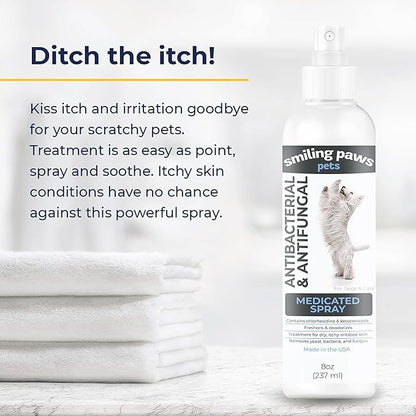 Smiling Paws Pets Advanced Chlorhexidine & Ketoconazole Spray for Cats & Dogs Spray 8oz