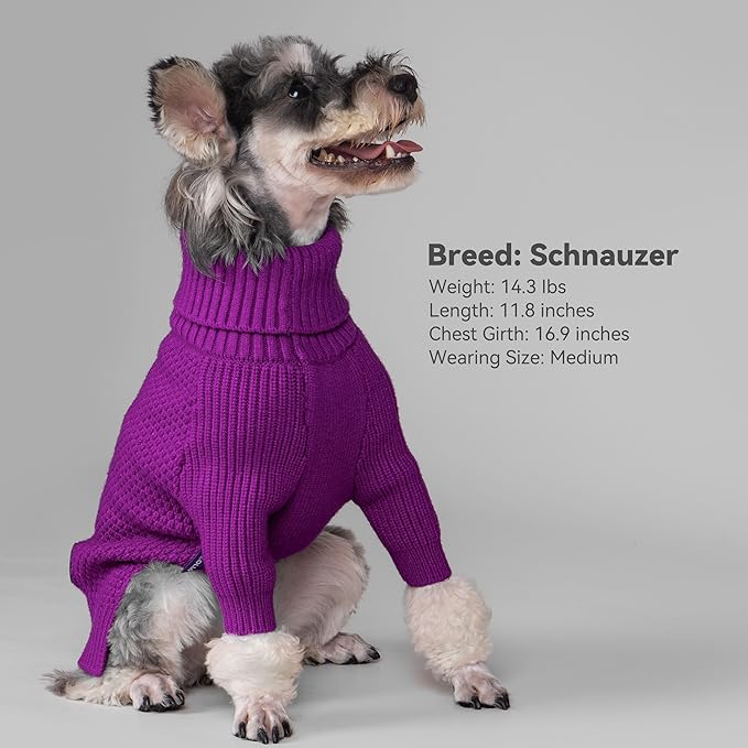 cyeollo Dog Sweater Pullover Turtleneck for Large Dogs, Classic Knitwear Fall Winter Cold Weather Dog Clothes Warm Pet Apparel Large Big Dogs Sweaters, Purple 3XL