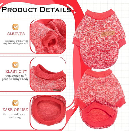 2 Pieces Dog Sweaters for Small Dogs Fall Winter Dog Clothes Female Fleece Puppy Sweaters Warm Thick Outfit Pet Small Sweater for Boy Girl Dogs Teacup Yorkie Chihuahua,XXS