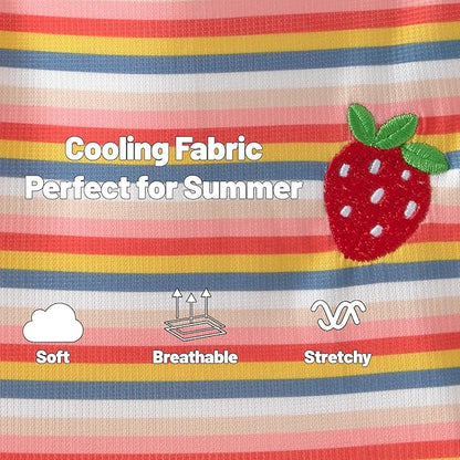 Dog Dress Clothes Puppy Birthday Outfit Pet T-Shirt Cut Rainbow Striped Summer Skirt Dresses for Small Medium Dogs Cats