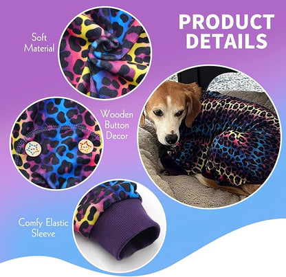 KYEESE Dog Pajamas Velvet Dog Pajamas Large Sized Dogs Soft Dogs Clothes Pjs with Leopard Pattern Stretchy Pet Jammies Coat Comfy Pet Onesie Costume, 3X-Large