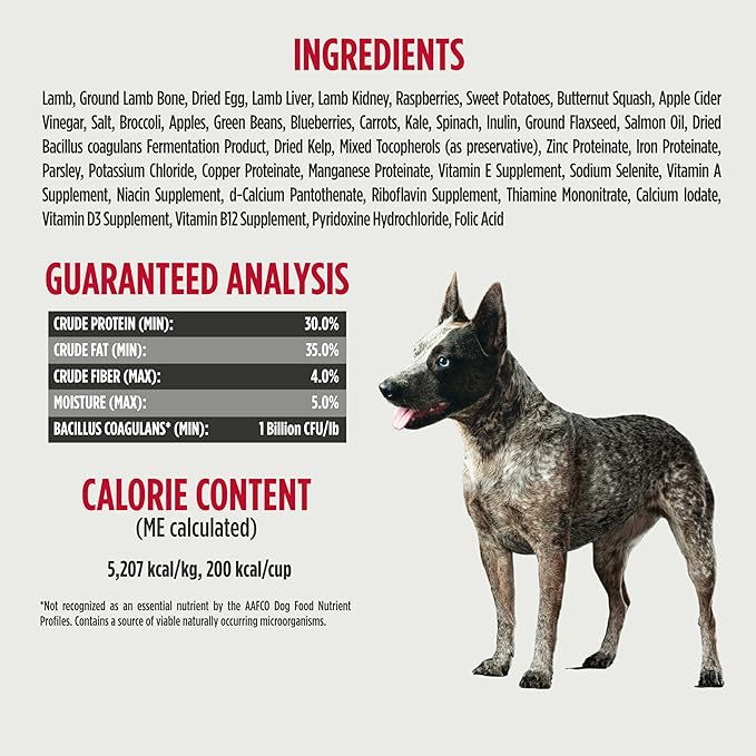 Nulo Freeze-Dried Raw Lamb Recipe with Raspberries Complete and Balanced Dry Dog Food Kibble, 18 Ounce Bag