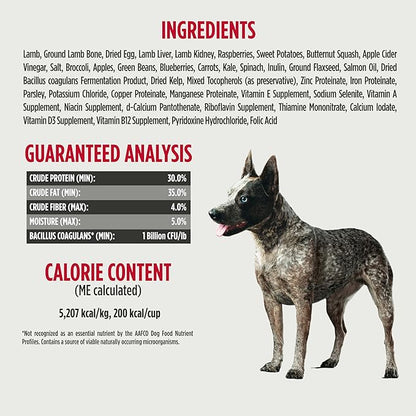 Nulo Freeze-Dried Raw Lamb Recipe with Raspberries Complete and Balanced Dry Dog Food Kibble, 8 Ounce Bag