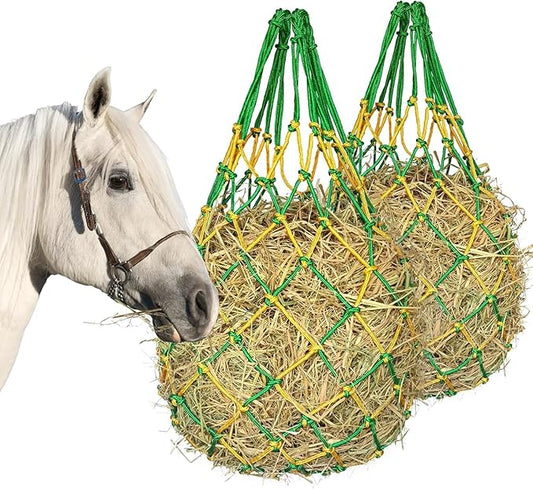 2PCS Hay Net for Horses,Slow Feed Hay Bag for Horses Goat Sheep,Hanging Hay Feeder Bag for Horses Stable Stall Paddock Rest Toy
