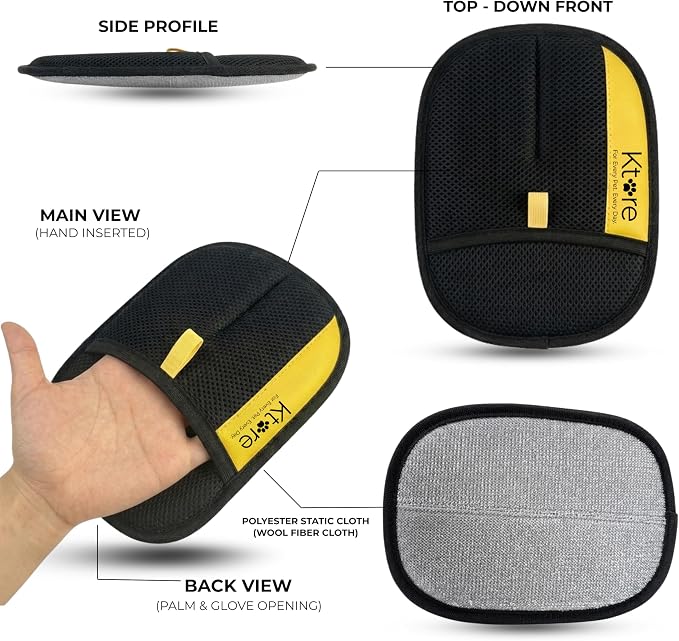 Pet Hair Remover Glove for Dogs & Cats – Reusable Hair Removal Mitt for Furniture, Couch, Car Seat & Carpet – Washable & Electrostatic Pet Fur Cleaner